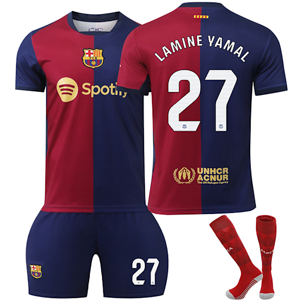 24-25 Barcelona hemmatröja Barn Vuxen Fotbollsträning Overall Set No.27 Lamine Yamal M