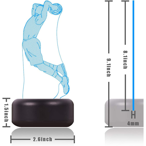 Basketball Lampe 3D Visual Basketball LED Natlampe Berøringskontakt Fjernbetjening Basketball Bordlampe