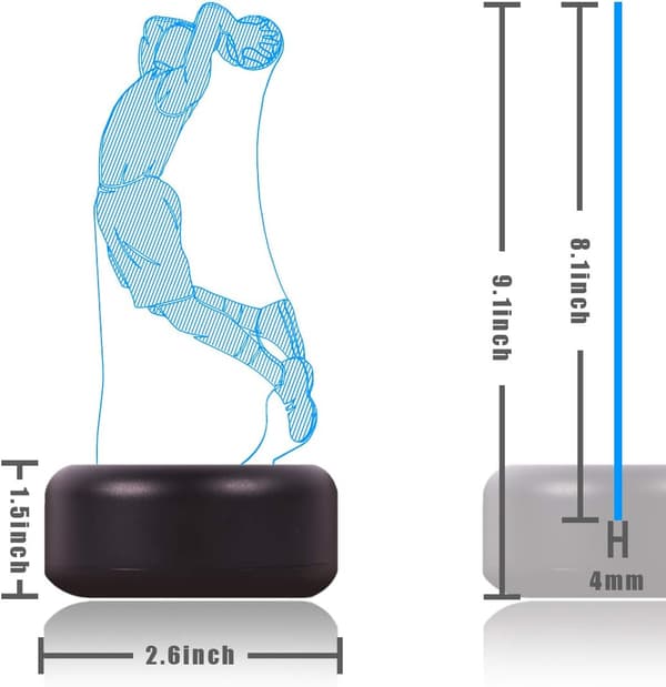 Basketballlampe med 3D-visuell effekt og LED-nattlys