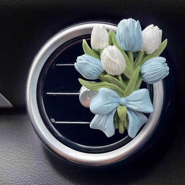 3-pack Bilventil Diffuser - Blommig Luftfräschare Clip med Sten Aromaterapi, Elegant Ventil Dekoration för Bil & Kontor