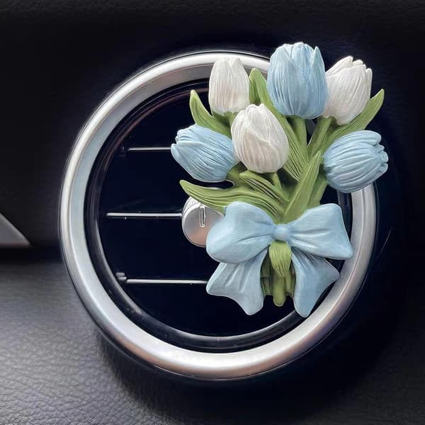 3-pakning Bilventil Diffuser - Blomsterduftklips med Stein Aromaterapi, Elegant Ventildekor for Bil og Kontor