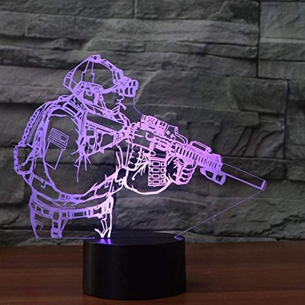 Snipergevär Optisk Illusion 3D LED Sensor Nattlampa med Smart Touch & USB 7 Färger Byt Atmosfärlampa för Jul Thanksgiving Dekoration
