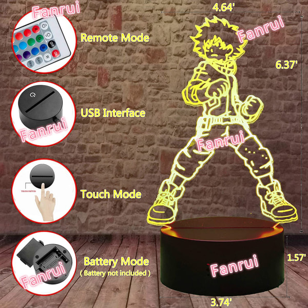 Japan Anime Deku Midoriya Izuku Action Figurer 3D LED-bord