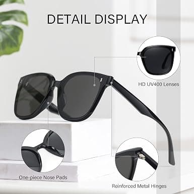 Retro Oversized Firkantede Solbriller til Kvinder Trendy Klassisk Stil Solbriller UV400 Beskyttelse B:black