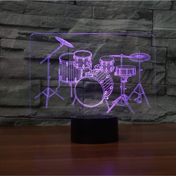 3D Trommesæt Natlampe Touch Bord Skrivebord Optisk Illusion La