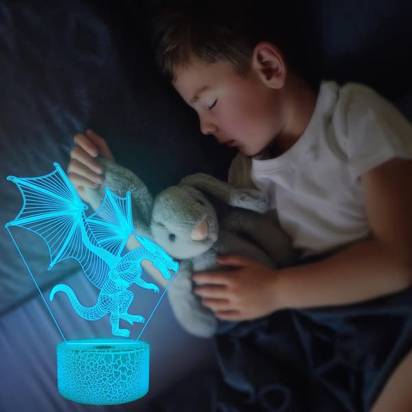 Drage 3D Illusion Lampe, Attivolife Drage Optisk Natlampe