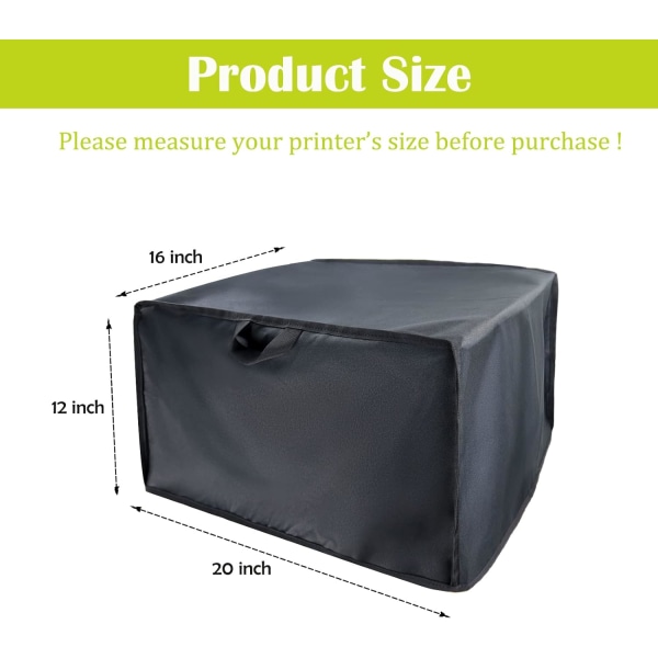 Printer Støvcover til HP/Epson/Canon/Brother Trådløse Printere, 20x16x12 Tommer Universal Etui Beskytter til Printere, 600D Vandtæt Sort Printer C