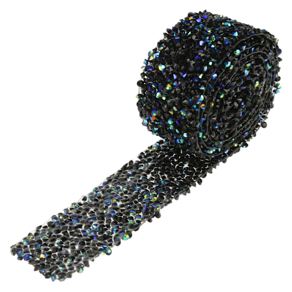 Diamant Mesh Wrap Rull Sparkle Krystall Rhinestone Bånd Bryllupsdekorasjon (Blå & Svart)