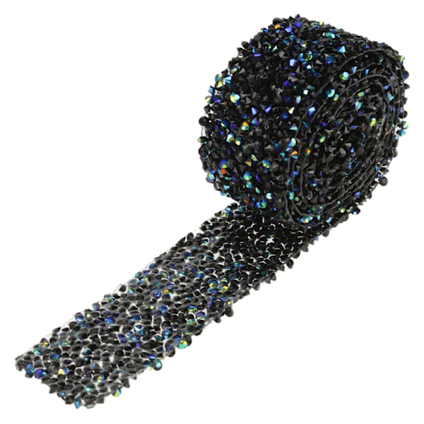 Diamantnät Wrap Rulle Sparkle Crystal Rhinestone Band Bröllopsdekoration (Blå & Svart)