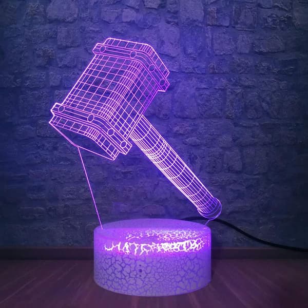 3D nattlampa, Thor Hammer 3D Illusion Lamp Heminredning Sovrum