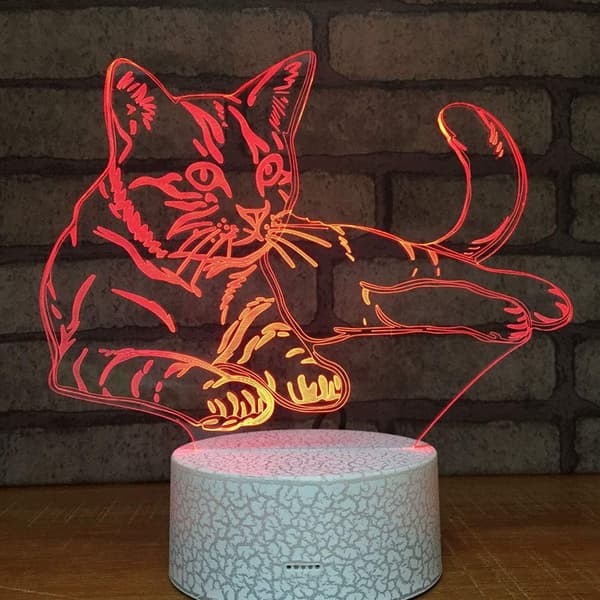 Abstrakt 3D Blomst Optisk Illusjon Nattlys 7 Farger C