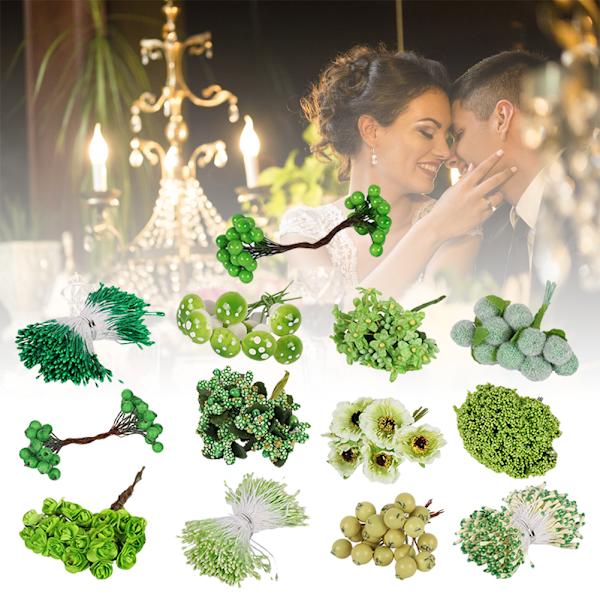 Kunstig blandet blomstersett grønt skum DIY håndlaget hjemmedekorasjon (#1-#13) #1-#13