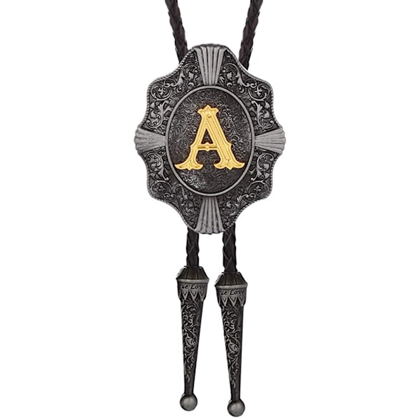 Bolo Tie för män - Vintage Initial Letter ABCDMJR till Z Wester