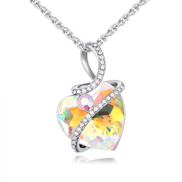 Hjärta hänge kristall halsband Nyckelben kedja smycken present