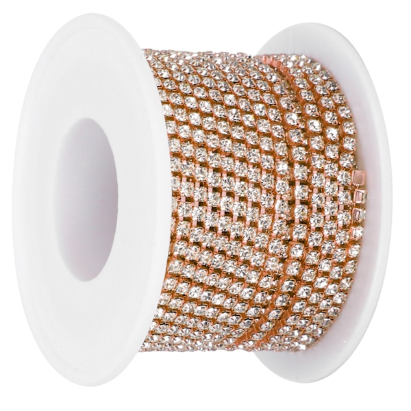 SS8‑2,5mm 10 meter kunstig diamantkjede DIY hjem håndverk bryllupsdekorasjon kjedeRose gull
