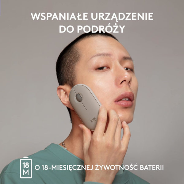 Logitech M350 Pebble trådløs mus med Bluetooth eller 2,4 GHz-modtager, lydløs, slank computermus med stille klik Grey