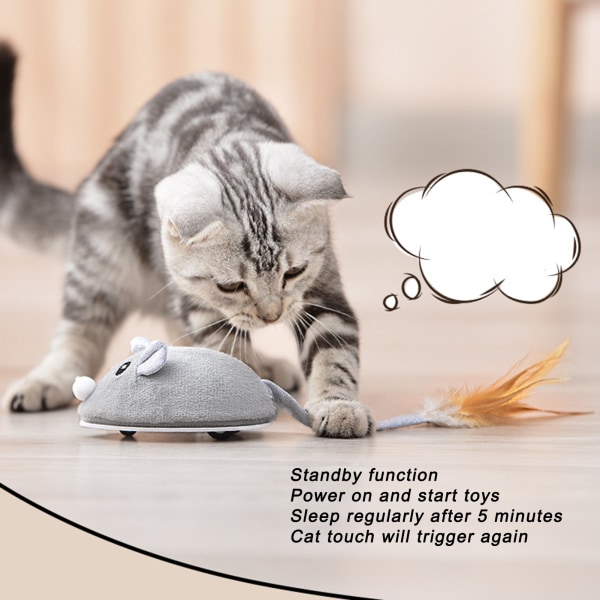 Kissan hiirilelu USB lataus Elävä, turvallinen interaktiivinen kissanpentu Automaattinen liikkuva hiirilelu sisäkäyttöön
