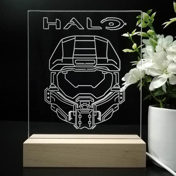 Halos Master Chief Anime Nattlampe 3D Illusjonslampe 7 Farger