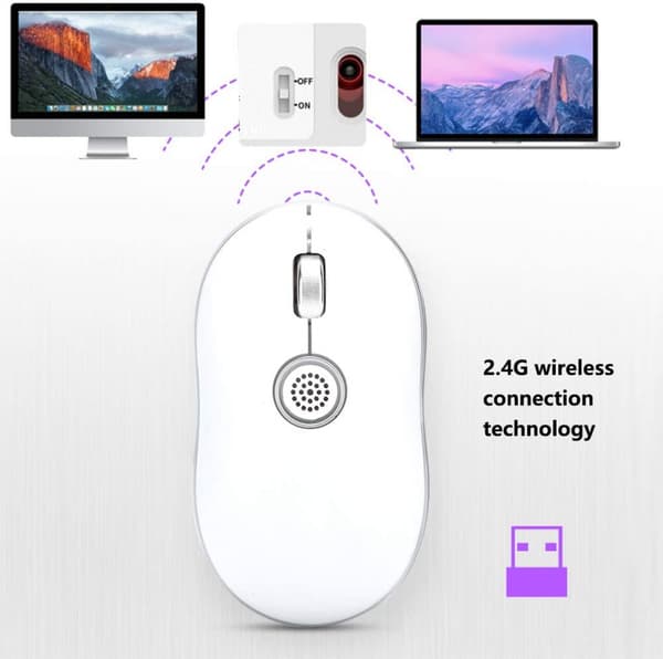 2.4G Trådløs mus med Micro USB-mottaker, bærbar datamus, W