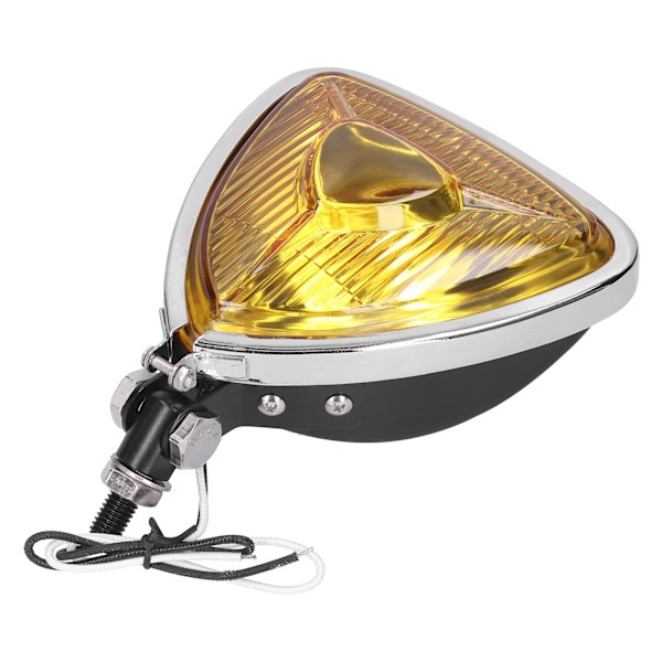 12V 55W Retro Motorcykelstrålkastare Triangulär Gul Lins Ljusstark Huvudlampa för Motorcykel ATV