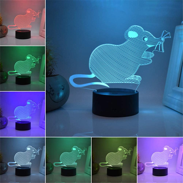 3D Illusjonsnattlamper for barn, dyremodellleke til jul