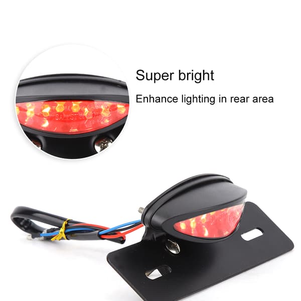 Motorcykel Baglygte Universal Retro LED Brems Nummerplade Lys Indikatorlys (rød)