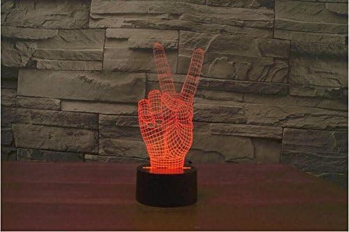 3D Victory Sign Gest Nattlys Touch Bord Skrivebord Optisk