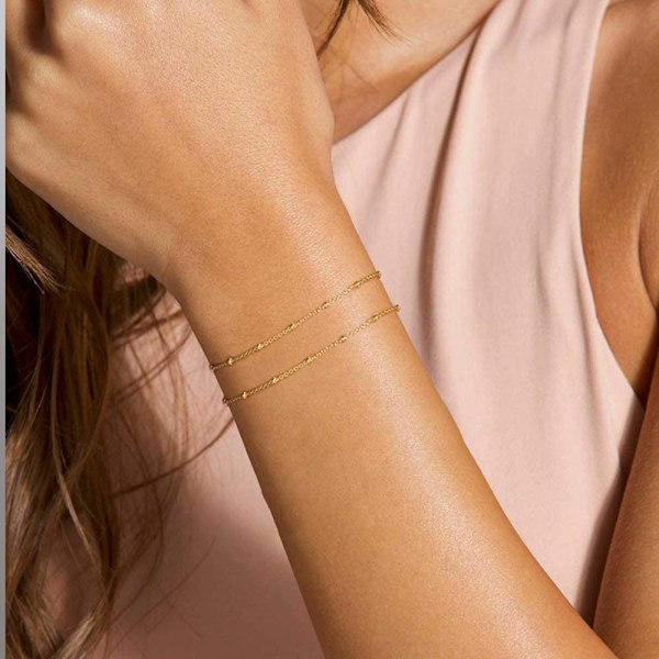 Wekity Delikat Guld Armband för Kvinnor, Justerbart Skiktat Armband