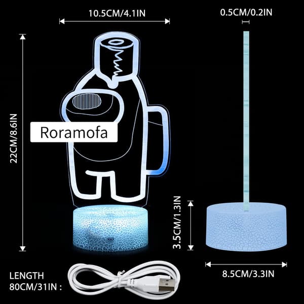 3D Nattlampe, Hologram Effekt Led Illusjon Bordlampe, Rem