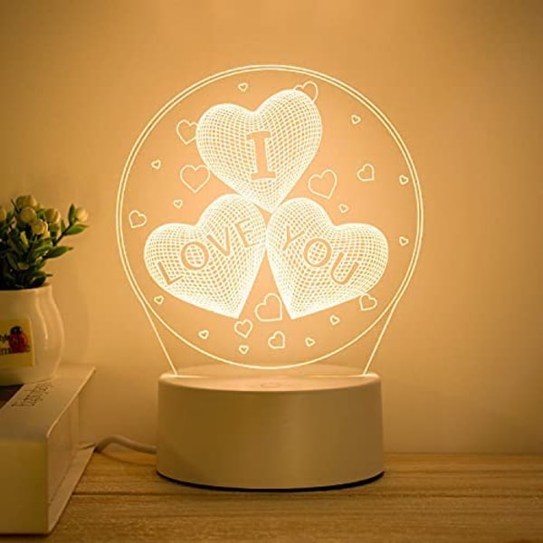 3D Nattlampa I Love You LED Illusion Lampa 16 färger Changi
