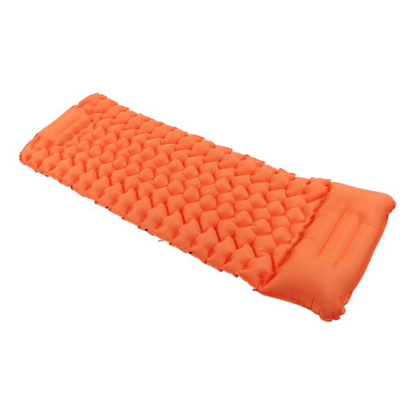 Oransje Camping Soveunderlag Vanntett Nylon Ergonomisk Støtte Fot Trykk Oppblåsing Camping Madrass for Utendørs Hjemmekontor