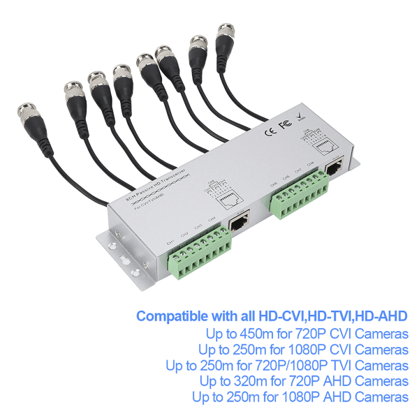 8CH HD BNC-hane till UTP-kabel transceiveradapter CCTV passiv video balun för kamerasystem