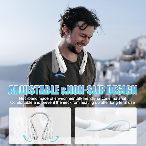 Bladeless Halsventilator - Bærbar Halsventilator med 3 Vindhastigheder, USB Genopladelig Personlig Halsventilator, Håndfrit Design USB Ventilator - Ideel til O