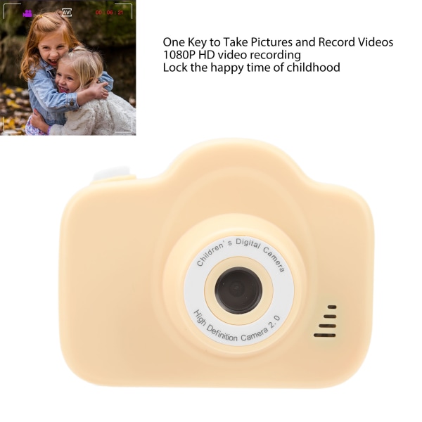Lasten digitaalinen kamera 2000W HD 2,0 tuuman näyttö Ladattava monitoiminen lasten videokamera lelu taaperolle Yellow