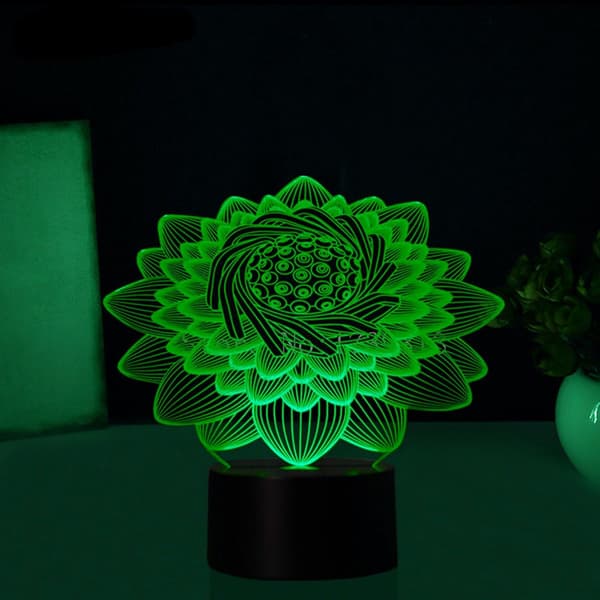 3D Lotus Blomst Natlampe Touch Switch Bord Skrivebord Optisk