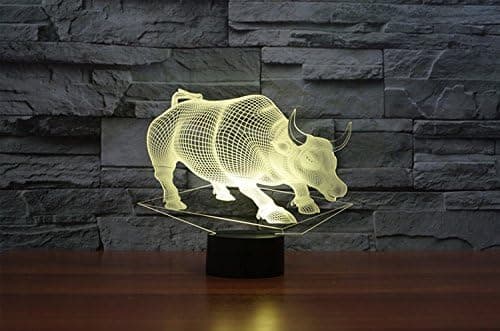 3D Tyr Ko Natlampe Illusions Natlampe 7 Farver Ch