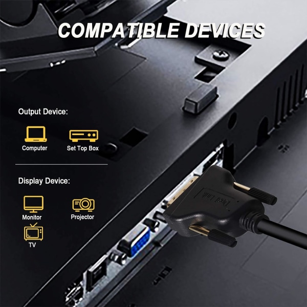 DVI till HDMI, Bidirektionell DVI (DVI-D) till HDMI Hane till Hona Adapter med Guldpläterad Sladd, 2-pack