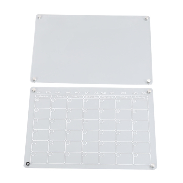 2 st magnetiska akrylkalendrar för kylskåp 16x12in Tidsstyrning Kylskåp Månatlig whiteboard för planering