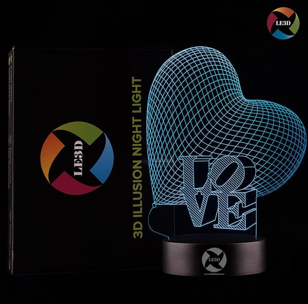 3D Optisk Illusions Natlampe - 7 LED Farveskiftende Lampe