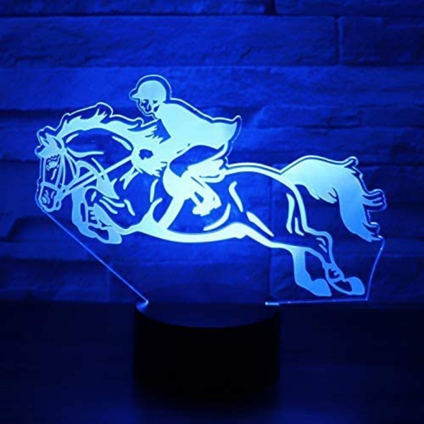 Hesteveddeløp 3D LED Nattlys 7 Farger Endrende Lampe USB V
