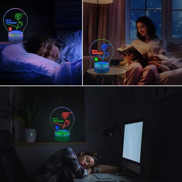 3D Nattlys Love Yourself Letter Skrivebordslampe Dynamisk Fjernkontroll