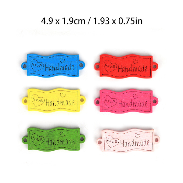 100 kpl puunappia värillinen aaltoileva tagin muotoinen 2 reikää nappi ompelutarvike 49x19mm