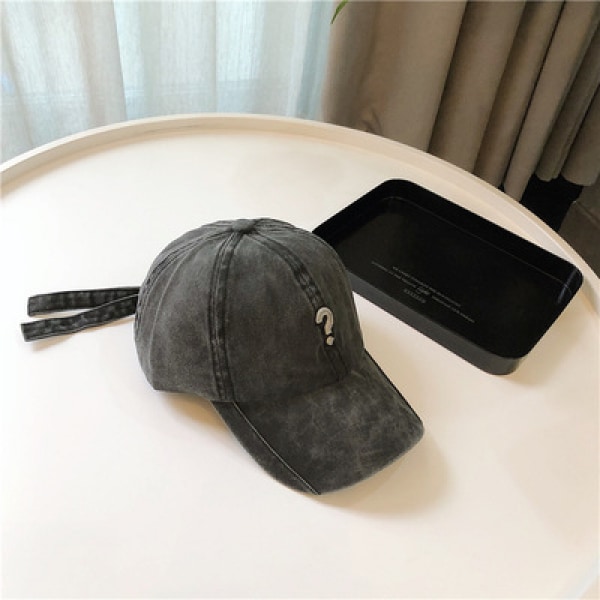 Hatt Dam Frågetecken Enkel Broderi Retro Sommar Shad Black