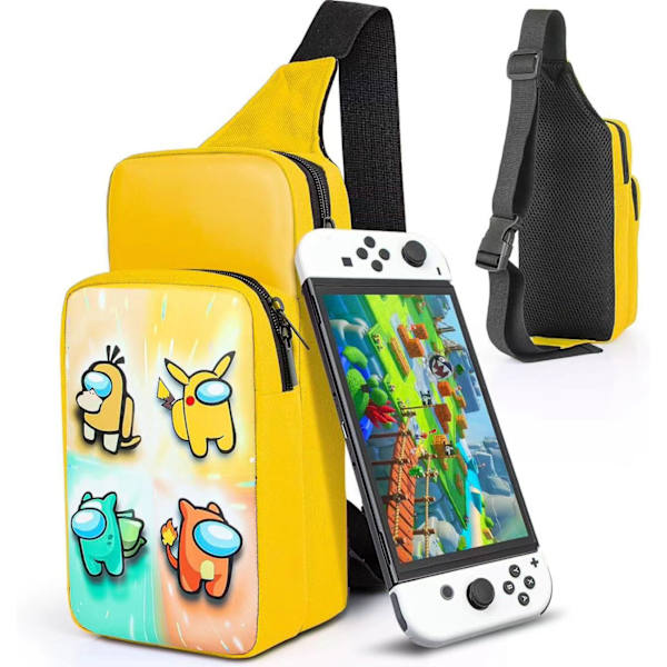 Söt Reseväska för Nintendo Switch/Lite/OLED/Steam Deck, Bärbar Crossbody Axelväska för NS SD Konsol Dock Joy-Cons Tillbehör Förvaring Yellow