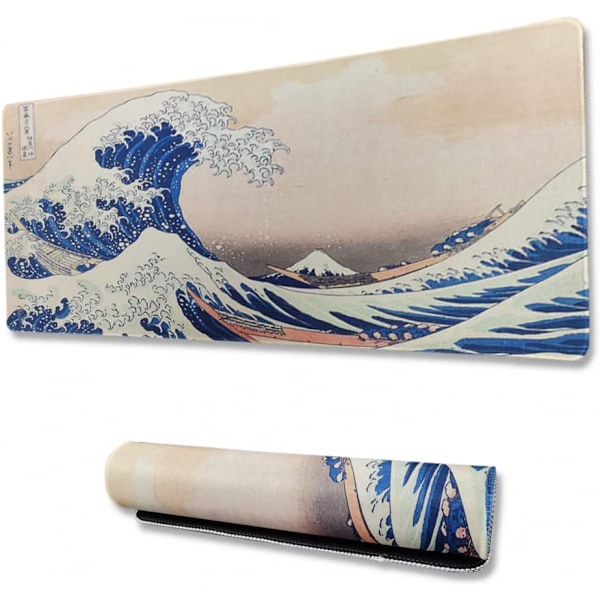 Tastatur Computer Desk Pad 80x40cm - Speed ​​​​Surface Gamer Oyun Mouse Pad MousePad (80x40cm, Japon Dalgası - Kanagawa)