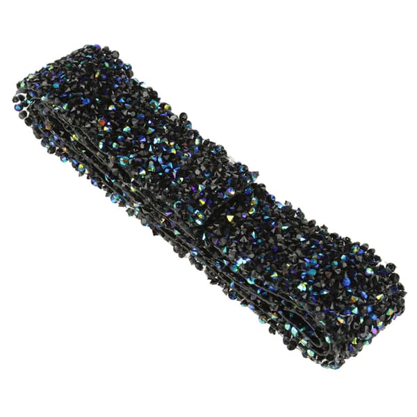 Diamant Mesh Wrap Rulle Sparkle Crystal Rhinestone Bånd Bryllupsdekoration (Blå & Sort)