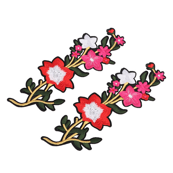 Blomsterlapp 2 Blomster Sterke Farger Polyester Spesielt Mønster Brodert Lapp for Vesker Klær Skjørt SkoRød