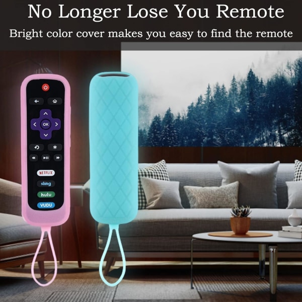 2-pack fjärrkontrollskydd passar till Roku TV | Onn Roku | TCL Hisense Roku silikon skyddande kontrollhylsa Universal för Roku Express 2021 | Rok D
