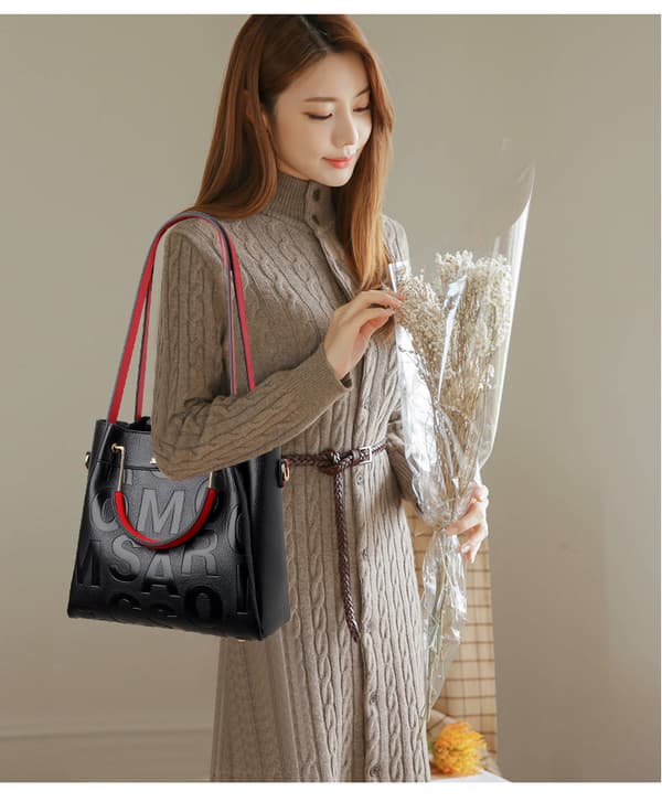 Designerväskor för damer Stora läderväskor Tote Messenger Axelväska Crossbody Topp Dragkedja Väska-Röd