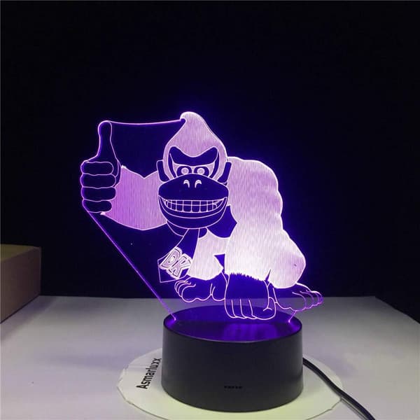 Gorilla Dyr Legetøj til Småbørn 1-3 3D Illusion Natlampe